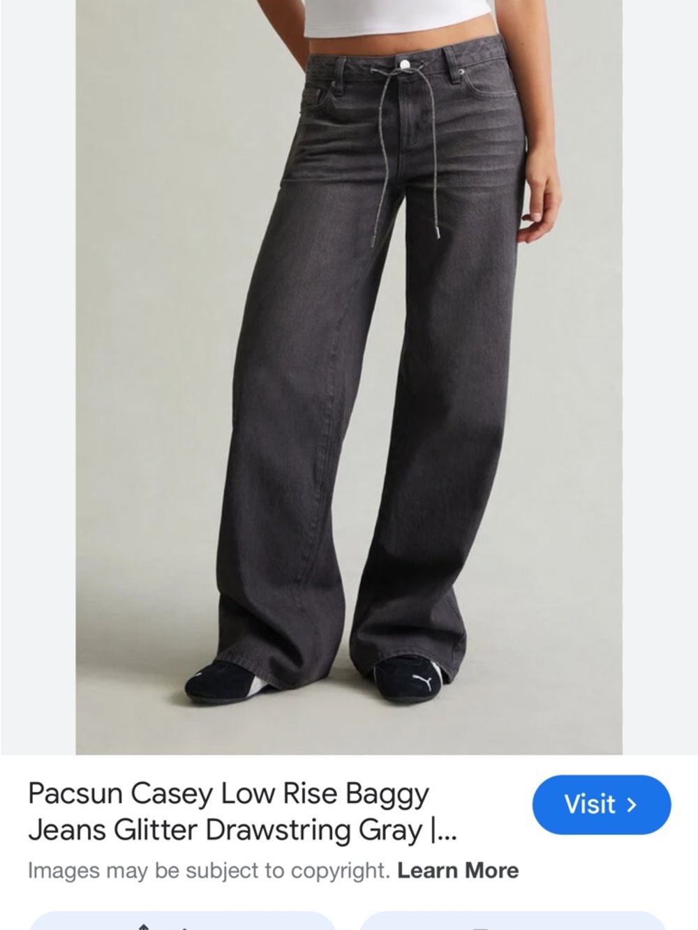 PacSun Casey Low Rise Baggy Jeans Size 24 Gray New Condition